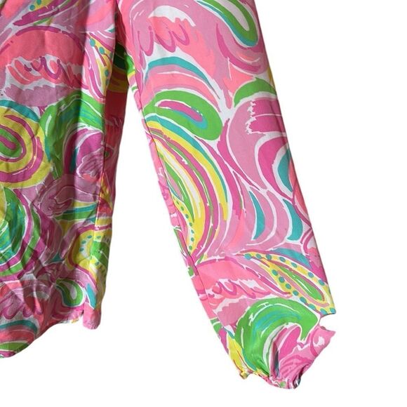 Lilly Pulitzer Elsa all nighter 100% silk colorful vibrant swirl artsy top - Picture 3 of 8